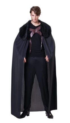 Black Fur Collared Mens Cape
