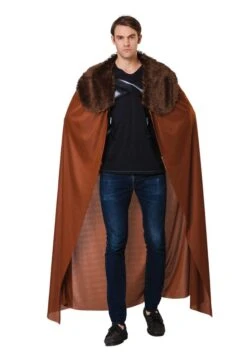 Brown Fur Collared Mens Cape