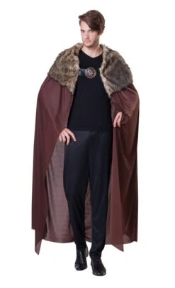Brown Deluxe Plush Collared Mens Cape