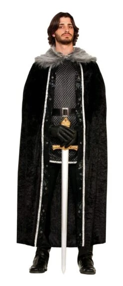 Black Faux Fur Trimmed Cape