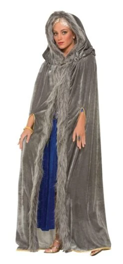 Grey Faux Fur Trimmed Cape
