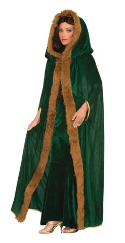 Green Faux Fur Trimmed Cape