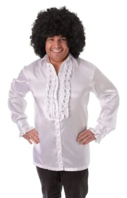 Satin Ruffle Shirt (Various Colours) – White