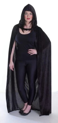 Velvet Red Hooded Cloak – Black