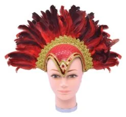 Feather Helmet Red Jewel + Plume