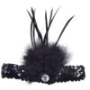 Black Flapper Headband (Sequin With Feather)