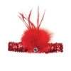 Red Flapper Headband (Sequin With Feather)