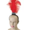 Red Flapper Headband With 3 Feathers