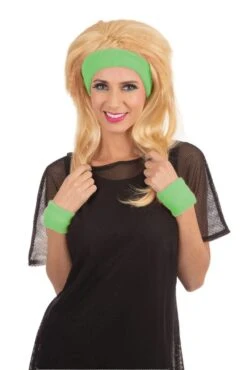 80s Headband/Wristband Set Green