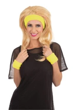 80s Headband/Wristband Set Yellow