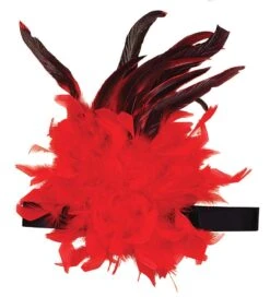 Charleston Headband With Feathers (Red/Black)