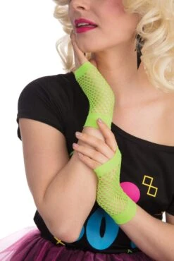 Neon Green Fishnet Gloves Short