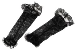 Black Fishnet Fingerless Gloves With Lace