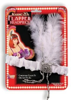 White Flapper Headbands + Feathers