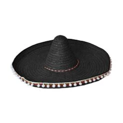 Straw Sombrero Black