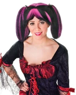 Steampunk Wig (Black/Pink Streaks)