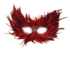 Red & Black Feather Mask