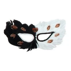 Black/White Feather Mask