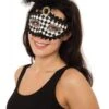 Harlequin Black & White Mask With Tall Feather
