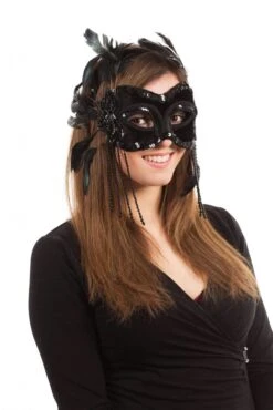 Black Velvet & Feathers Mask