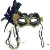 Black Metallic With Side Feather Mask