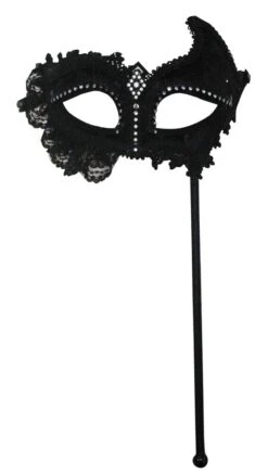 Black Mask With Lace On Stick