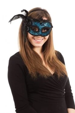 Blue Side Feather Mask