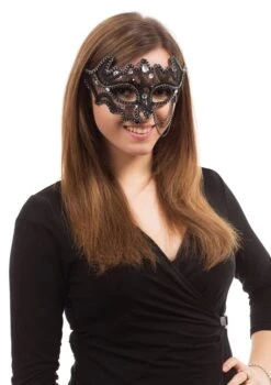 Black Decorative 3/4 Mask