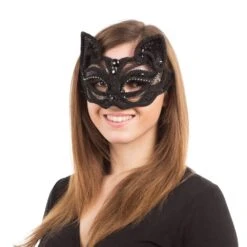 Black Cat Sequin Mask