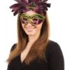 Carnival Purple, Green & Gold Feathers Mask