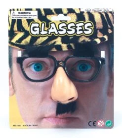 Glasses With Vinyl Nose, Eyebrows & Tash