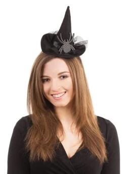 Witch Hat On Headband With Diamanté Spider