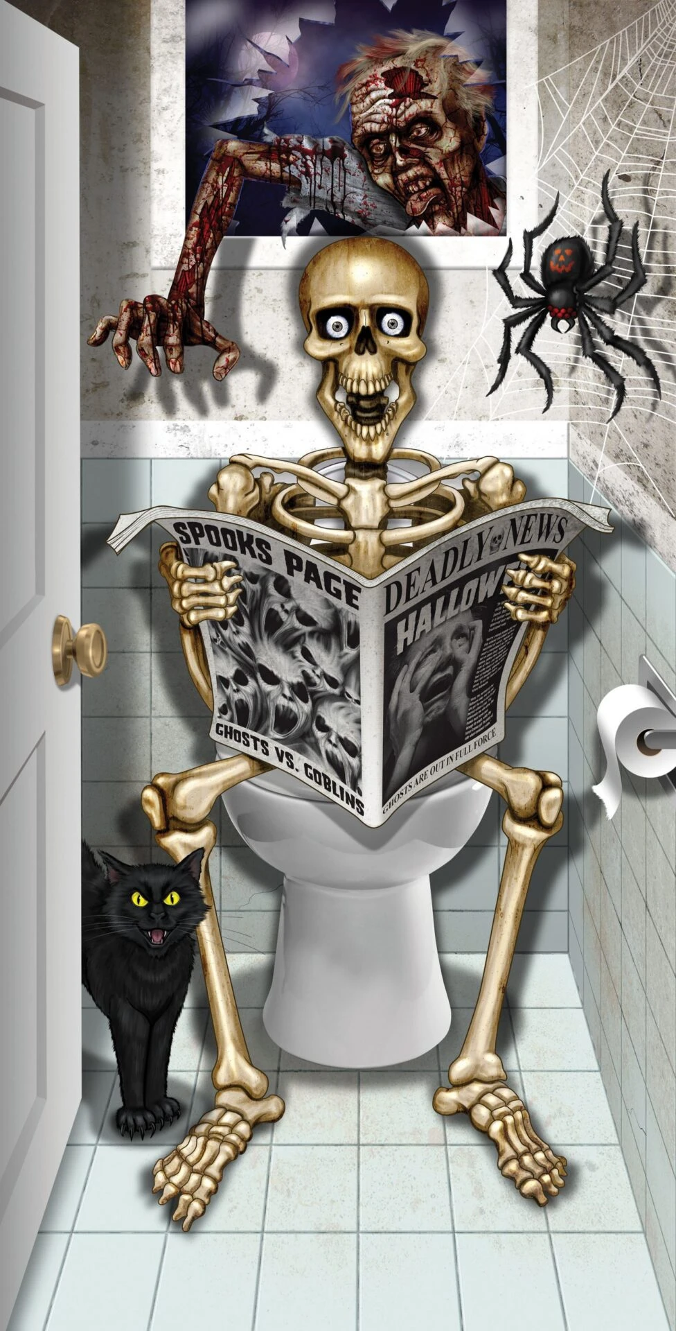 Skeleton Bathroom Door Cover 1 Skeleton Bathroom Door Cover